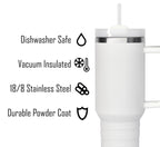 40 oz Travel Mug with Straw & Handle - Custom Engraved