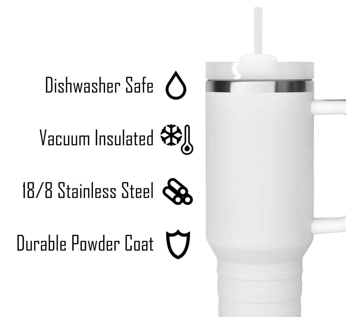 40 oz Travel Mug with Straw & Handle - Custom Engraved