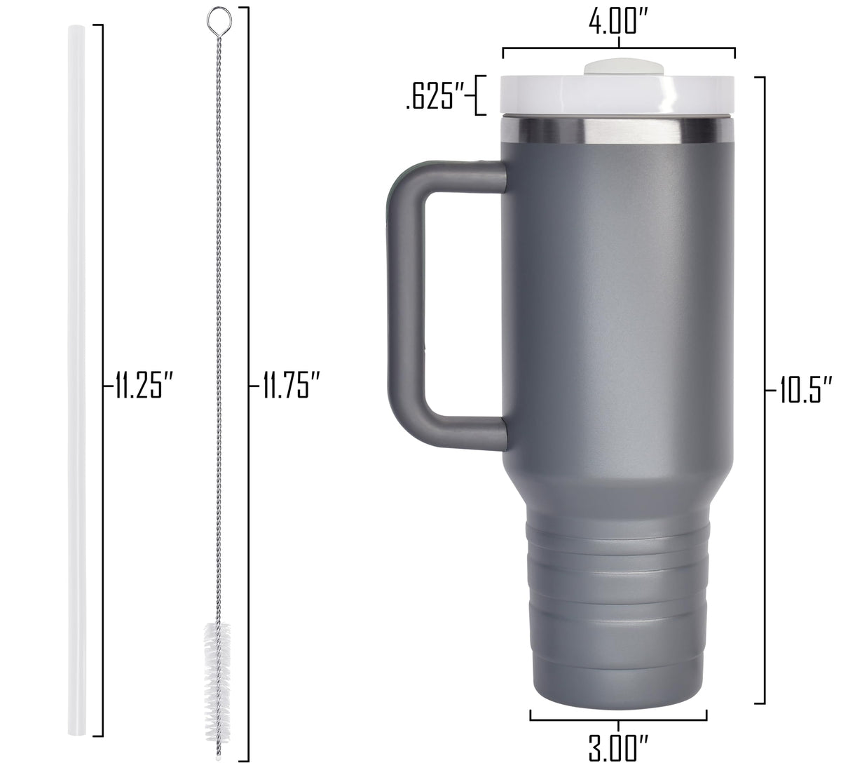 40 oz Travel Mug with Straw & Handle - Custom Engraved