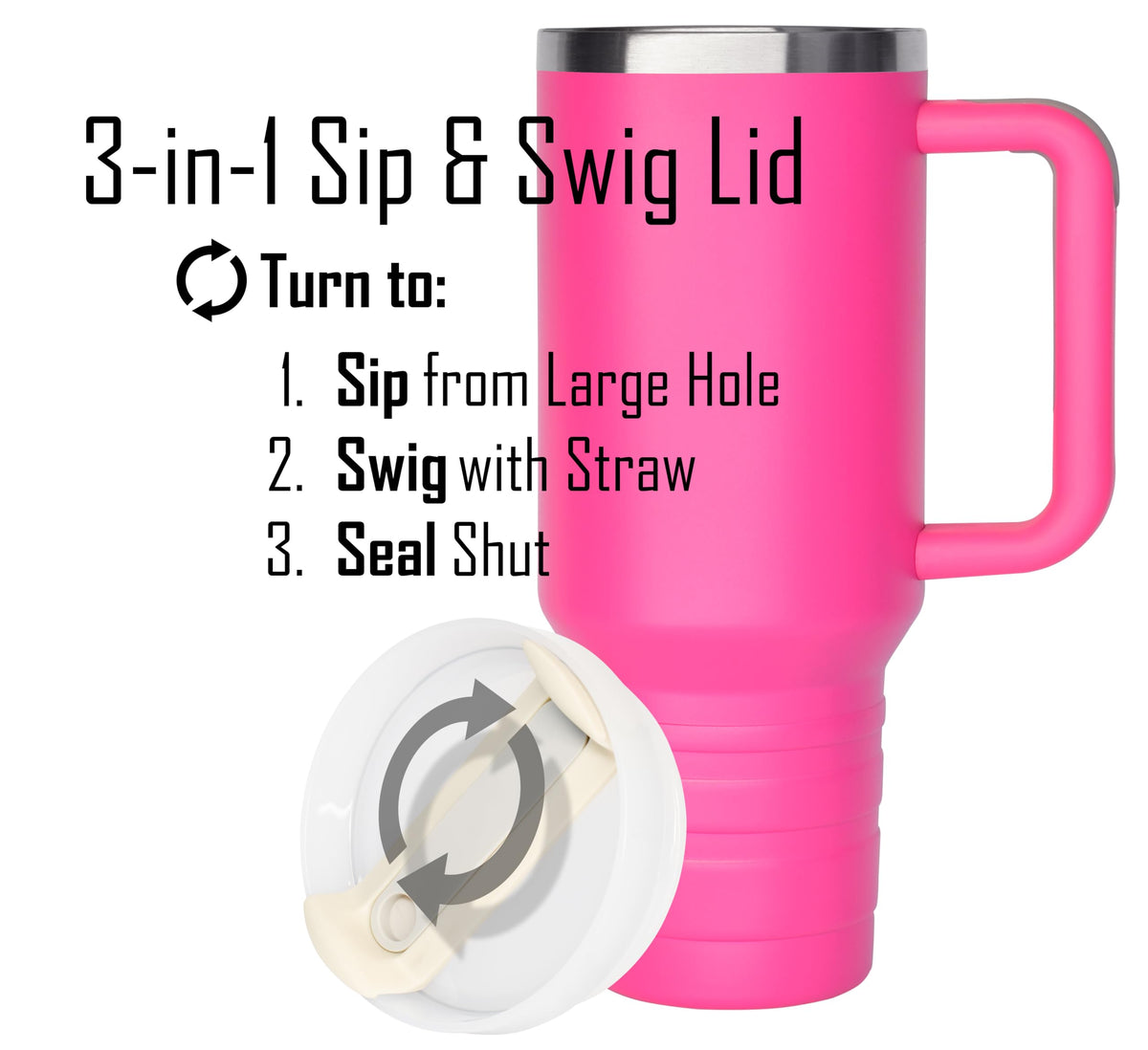 40 oz Travel Mug with Straw & Handle - Custom Engraved