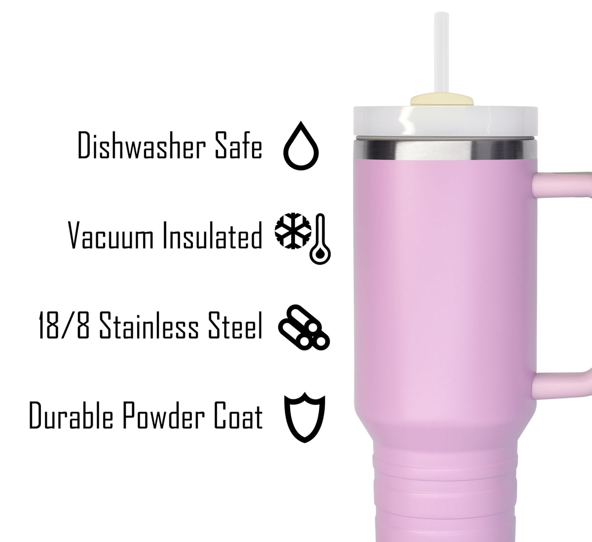 40 oz Travel Mug with Straw & Handle - Custom Engraved
