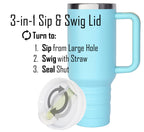 40 oz Travel Mug with Straw & Handle - Custom Engraved
