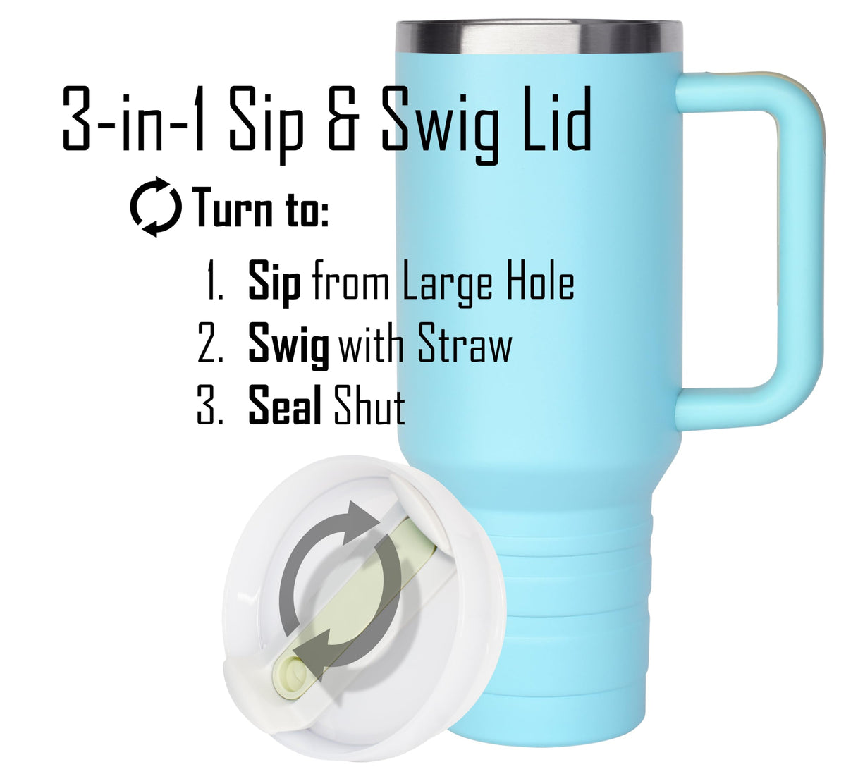 40 oz Travel Mug with Straw & Handle - Custom Engraved
