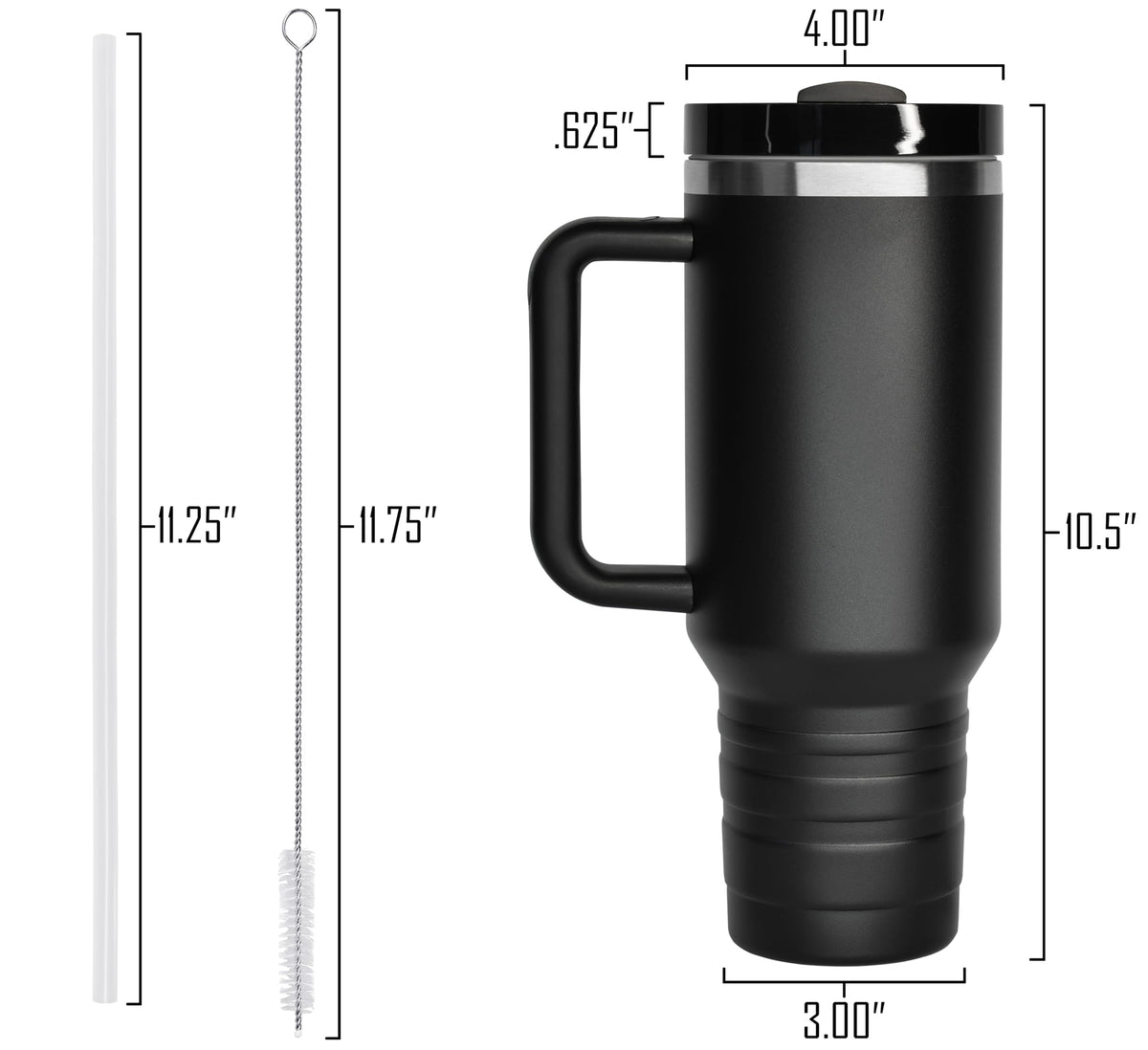 40 oz Travel Mug with Straw & Handle - Custom Engraved