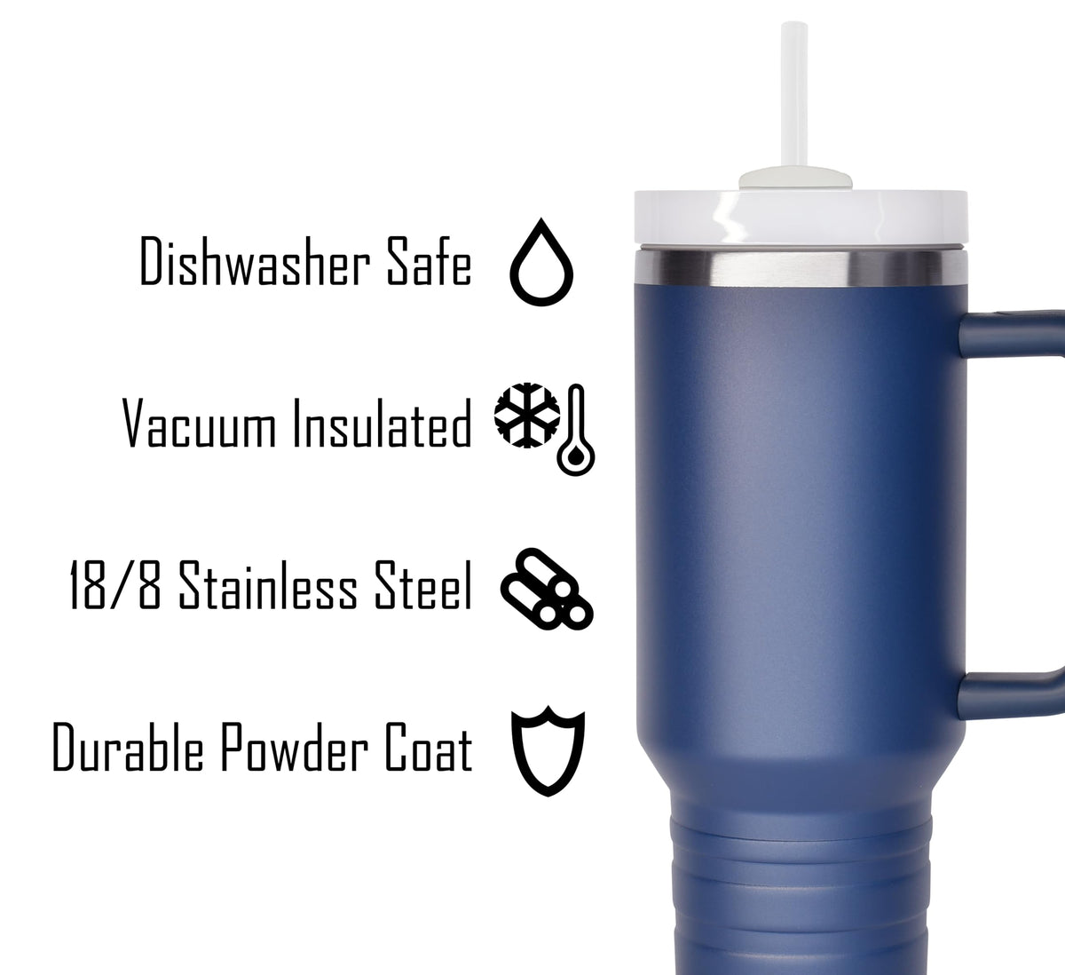 40 oz Travel Mug with Straw & Handle - Custom Engraved