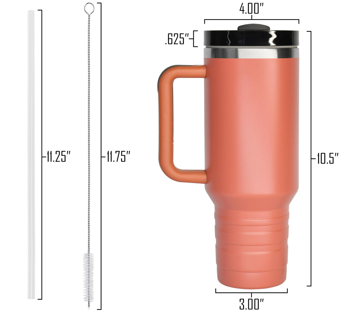 40 oz Travel Mug with Straw & Handle - Custom Engraved