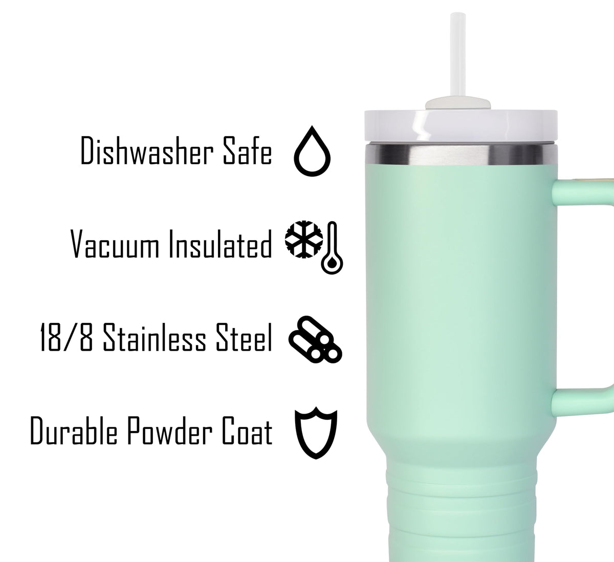 40 oz Travel Mug with Straw & Handle - Custom Engraved