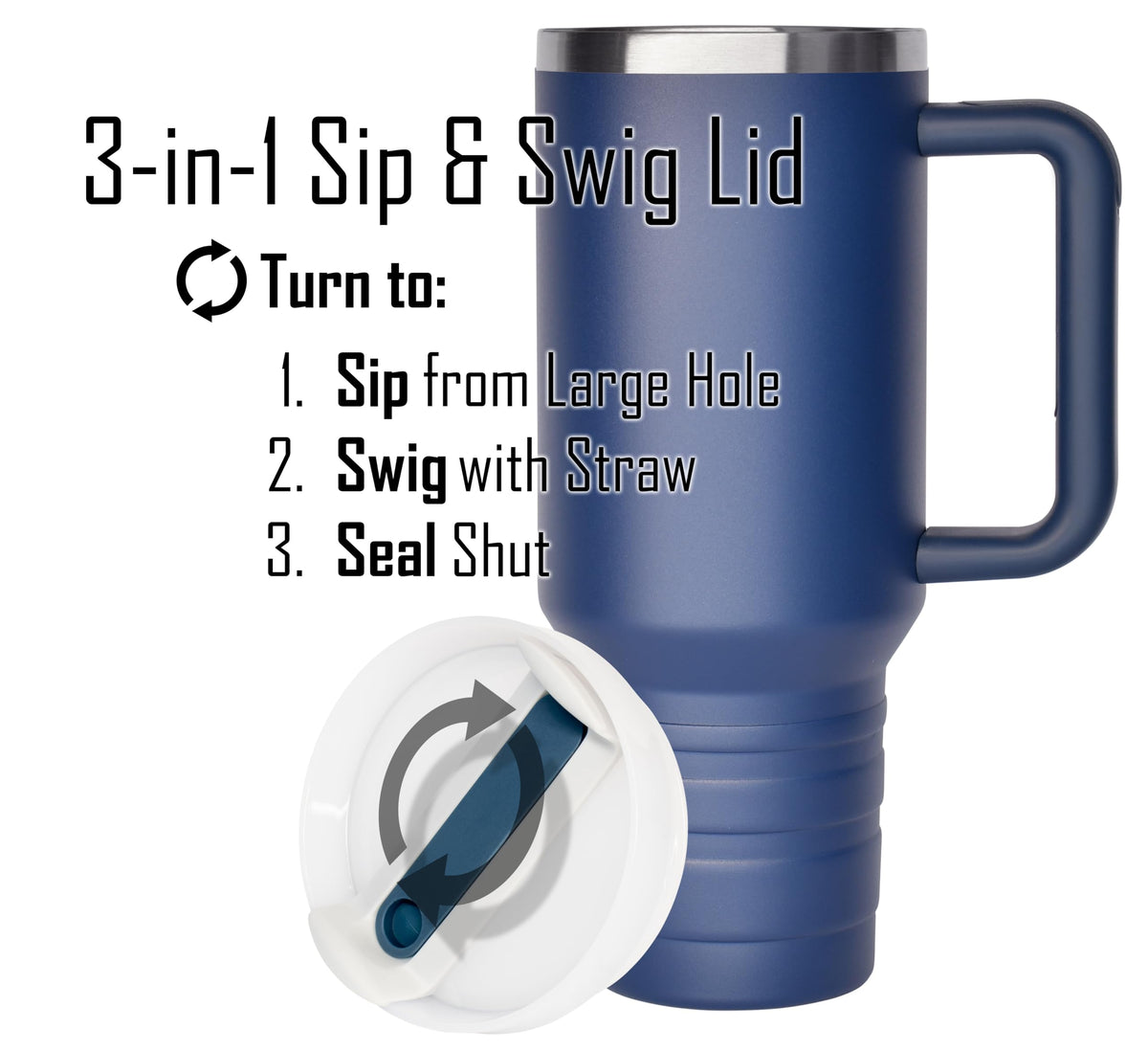 40 oz Travel Mug with Straw & Handle - Custom Engraved