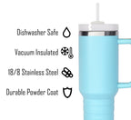 40 oz Travel Mug with Straw & Handle - Custom Engraved