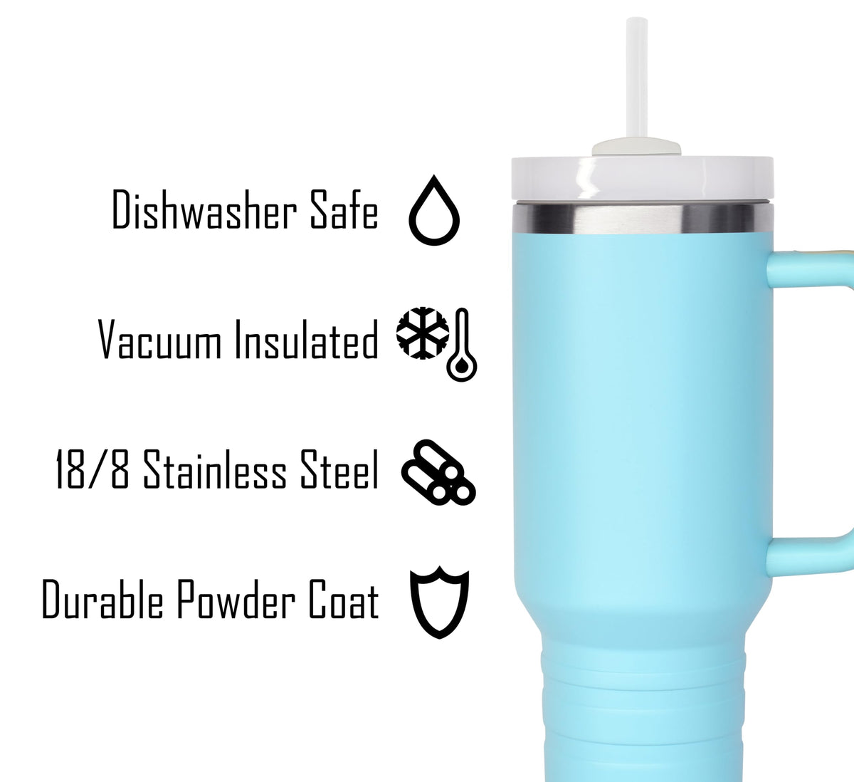 40 oz Travel Mug with Straw & Handle - Custom Engraved