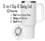 40 oz Travel Mug with Straw & Handle - Custom Engraved
