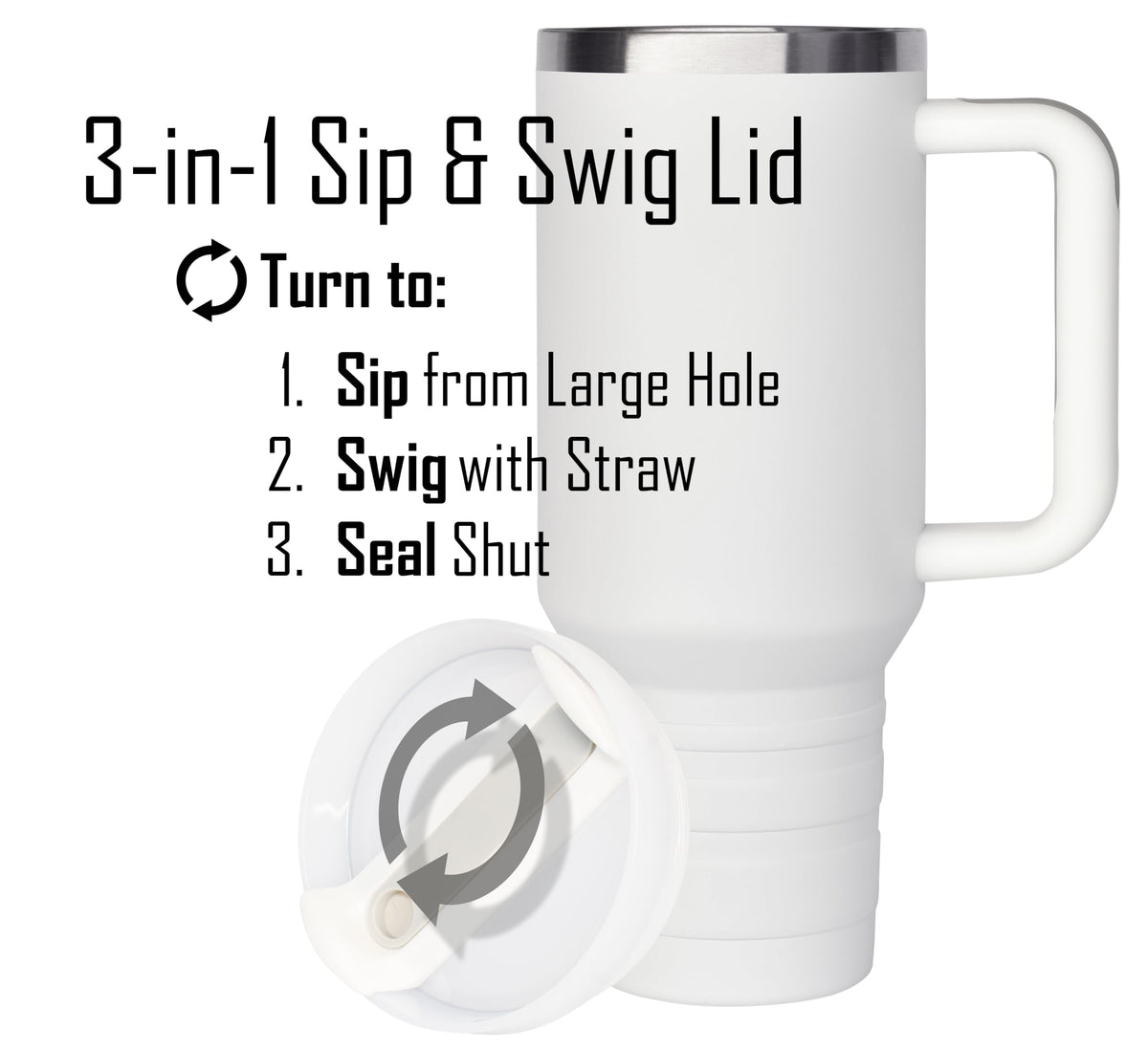 40 oz Travel Mug with Straw & Handle - Custom Engraved