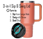 40 oz Travel Mug with Straw & Handle - Custom Engraved