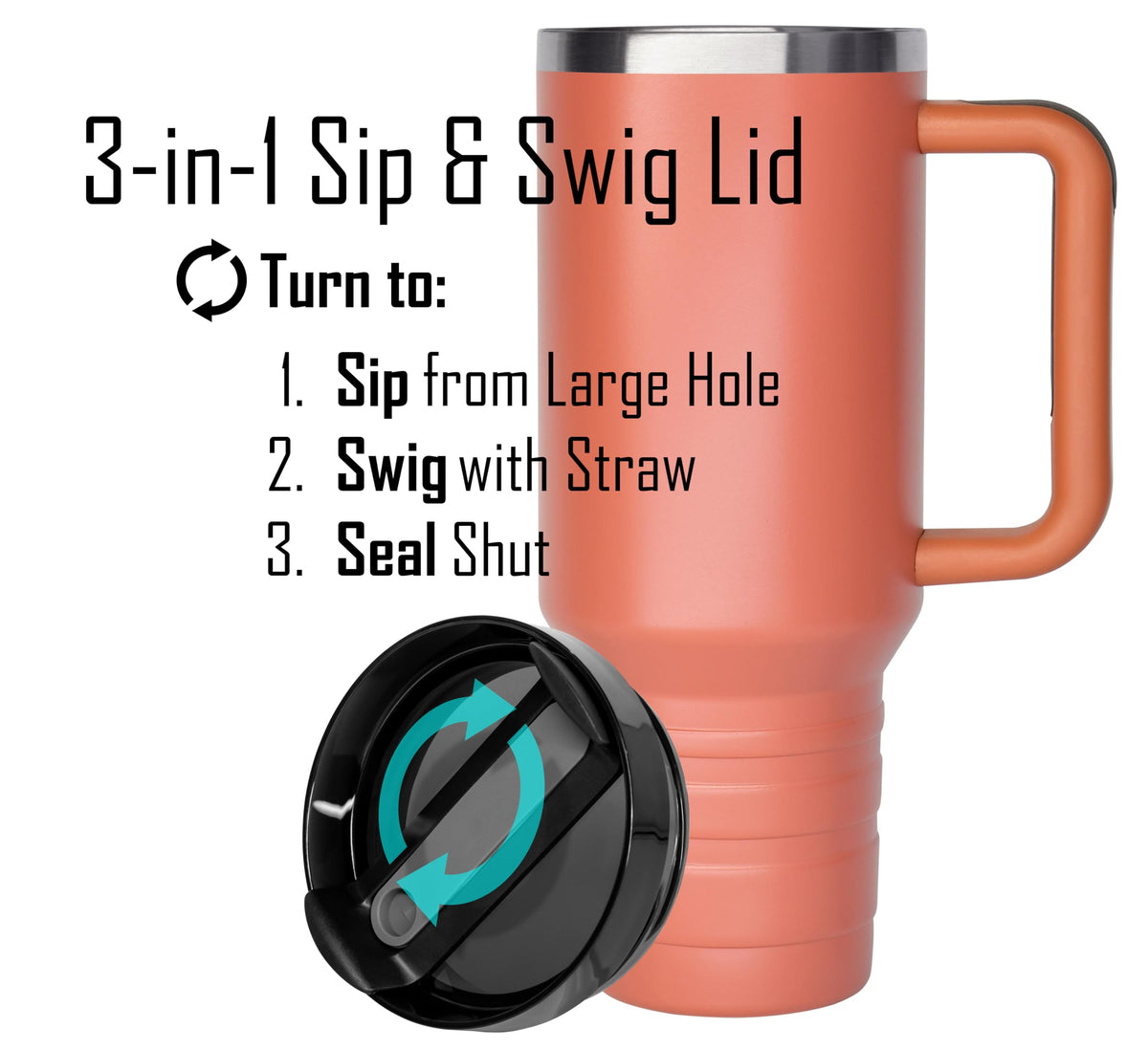 40 oz Travel Mug with Straw & Handle - Custom Engraved