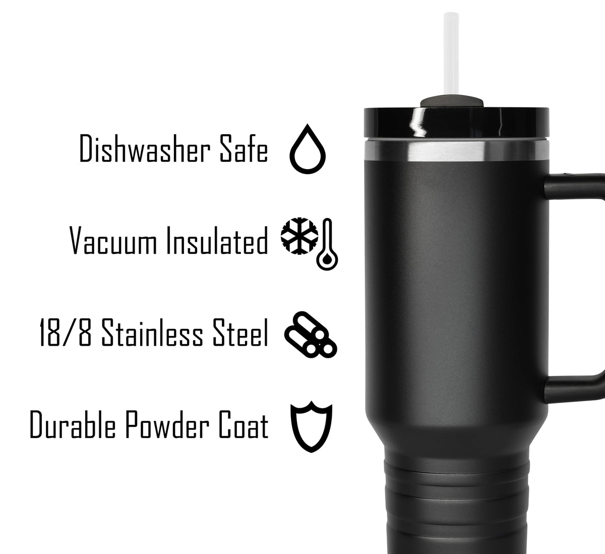 40 oz Travel Mug with Straw & Handle - Custom Engraved