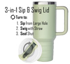 40 oz Travel Mug with Straw & Handle - Custom Engraved