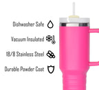 40 oz Travel Mug with Straw & Handle - Custom Engraved