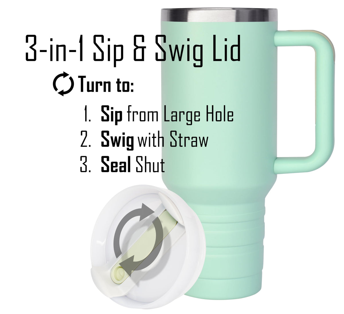 40 oz Travel Mug with Straw & Handle - Custom Engraved