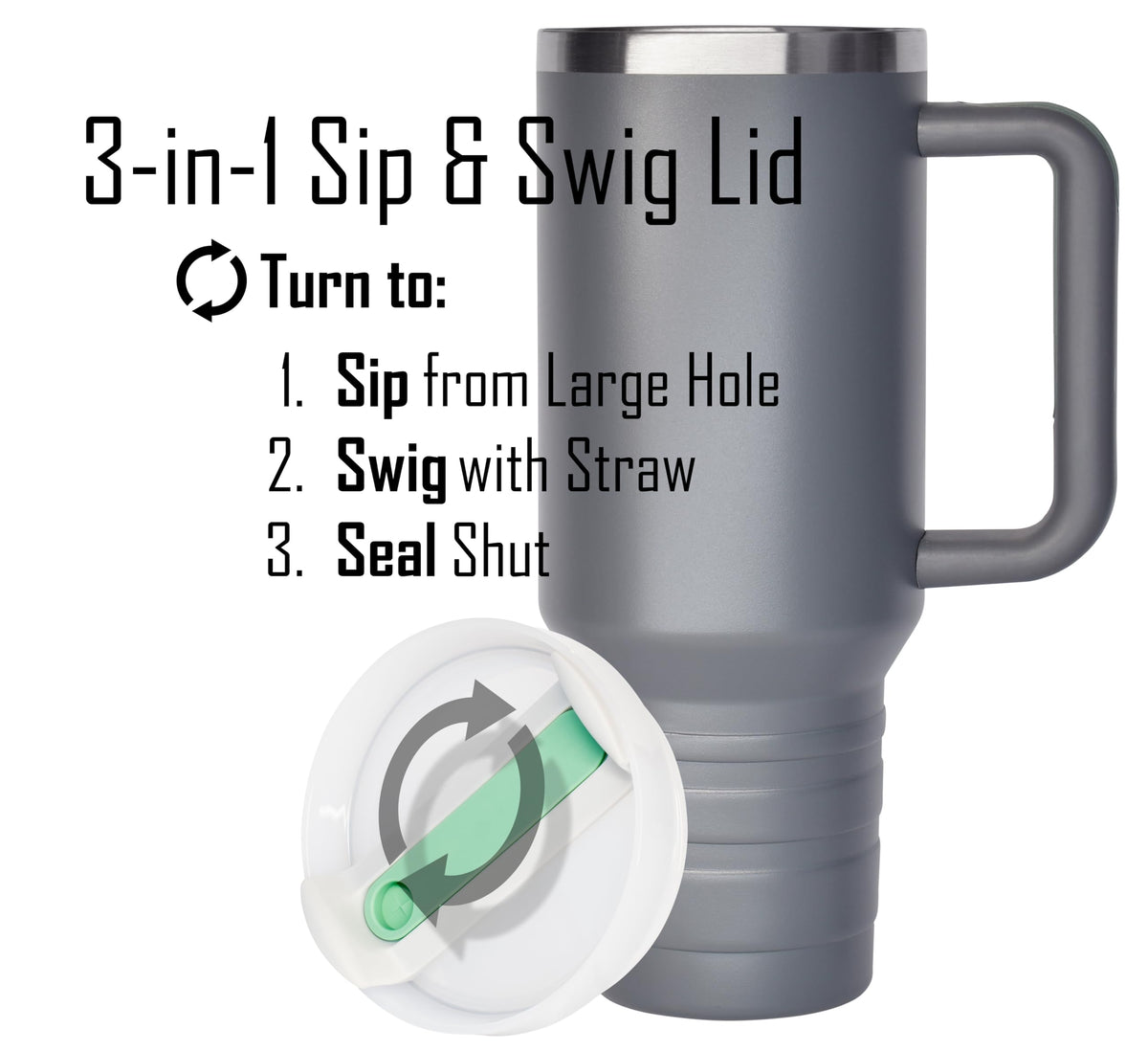 40 oz Travel Mug with Straw & Handle - Custom Engraved
