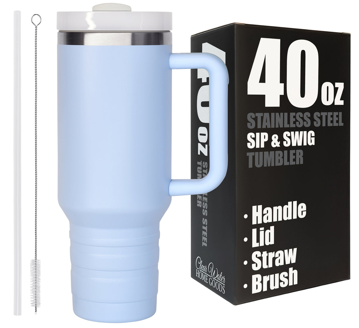 40 oz Travel Mug with Straw & Handle - Blank