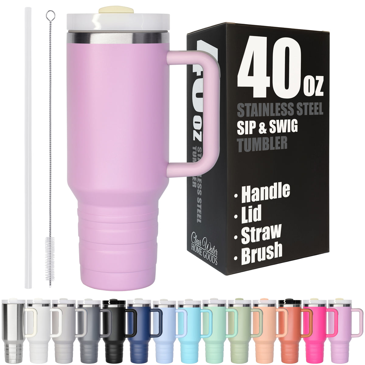 40 oz Travel Mug with Straw & Handle - Blank