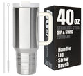 40 oz Travel Mug with Straw & Handle - Custom Engraved