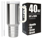 40 oz Travel Mug with Straw & Handle - Custom Engraved