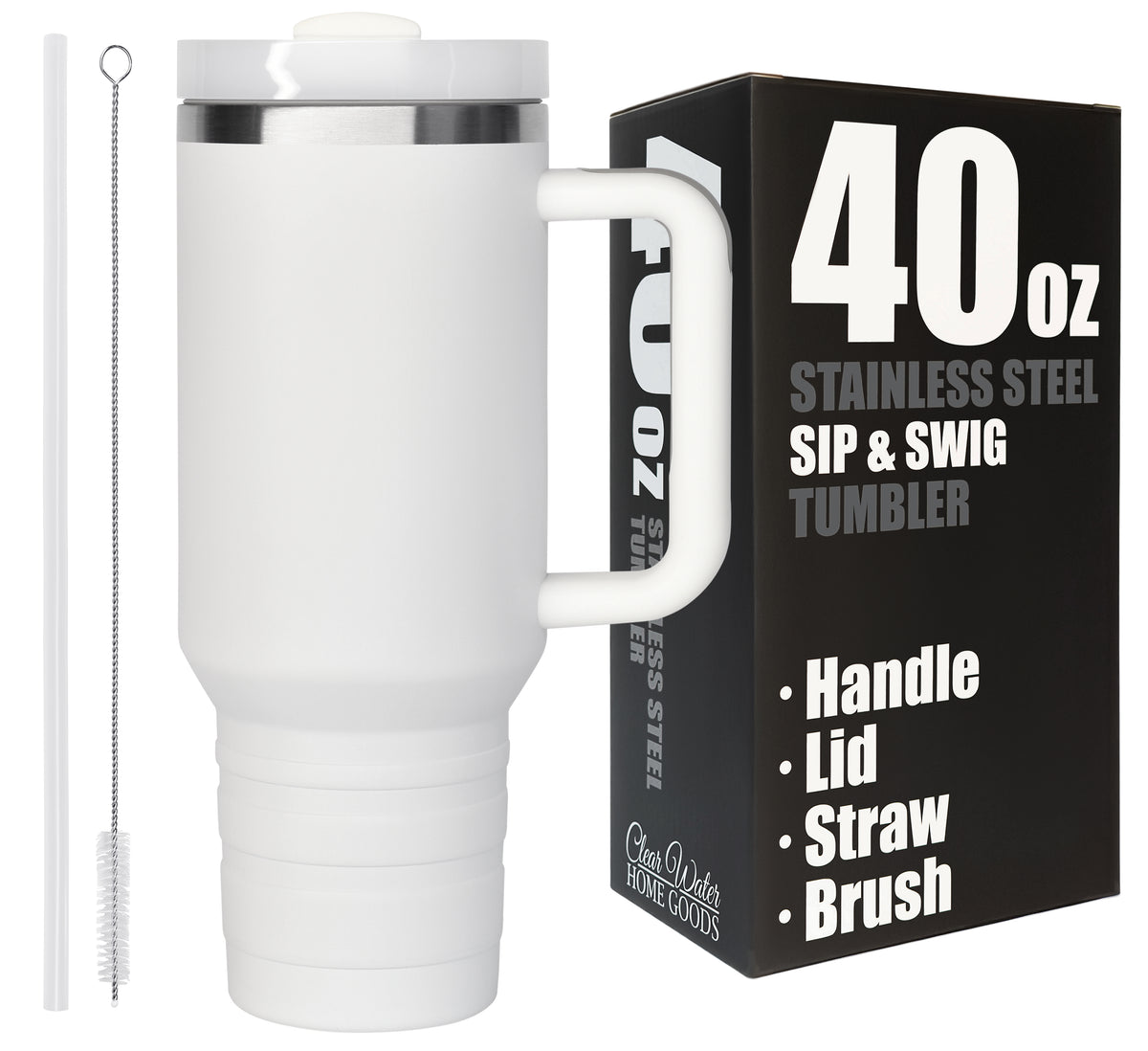 40 oz Travel Mug with Straw & Handle - Blank