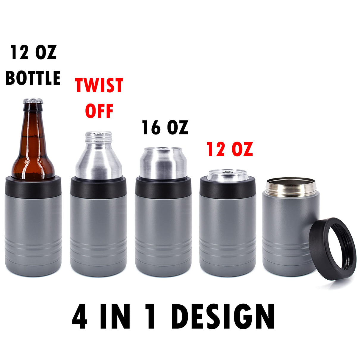 4-in-1 Insulated 12 oz Can Cooler - Blank