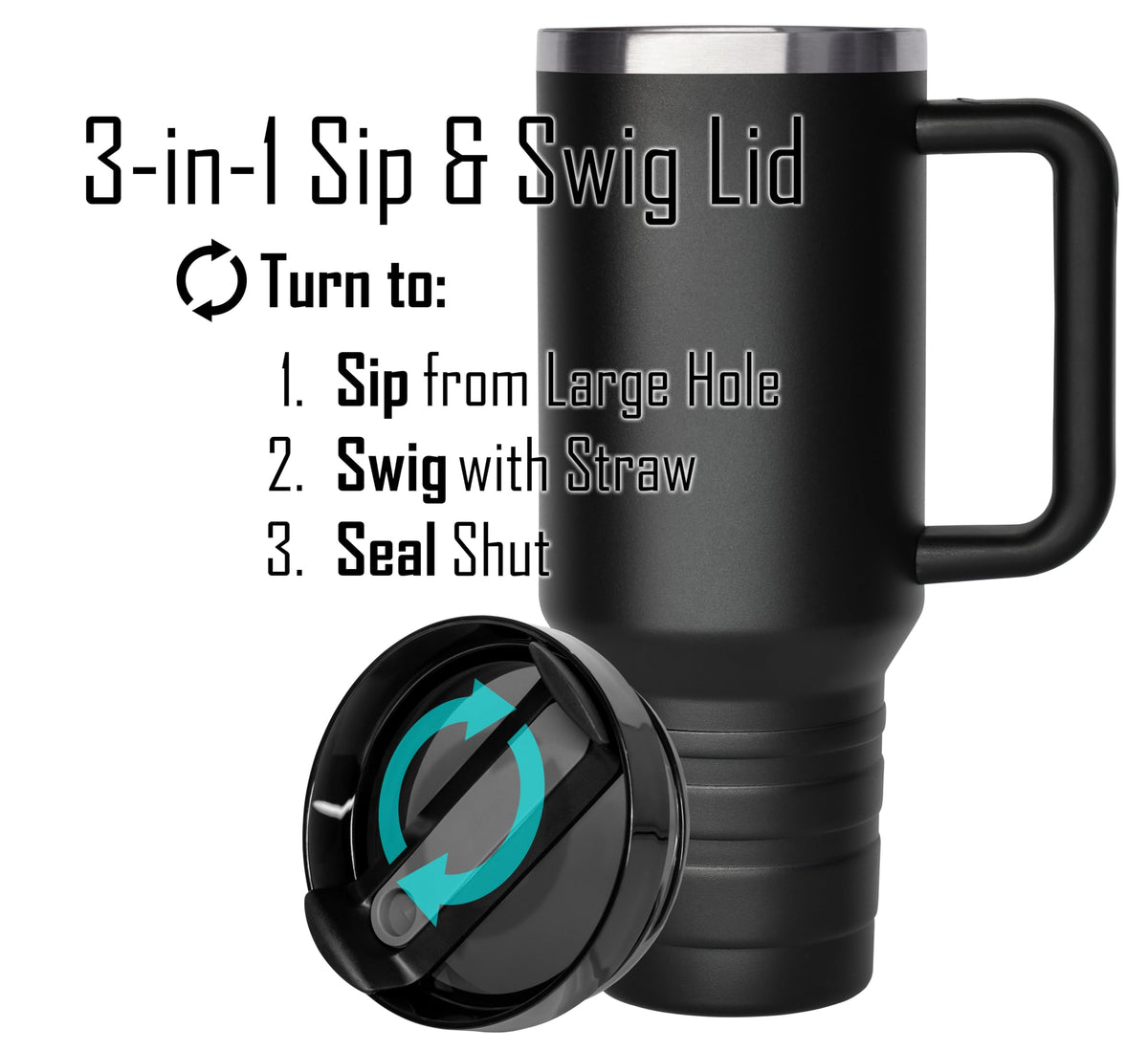 40 oz Travel Mug with Straw & Handle - Custom Engraved