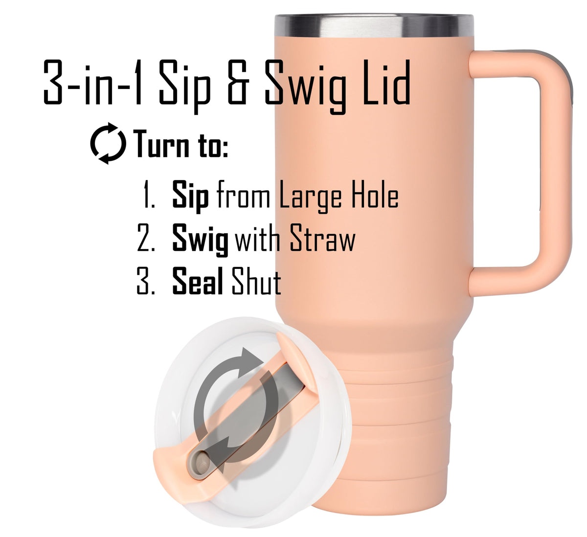 40 oz Travel Mug with Straw & Handle - Custom Engraved