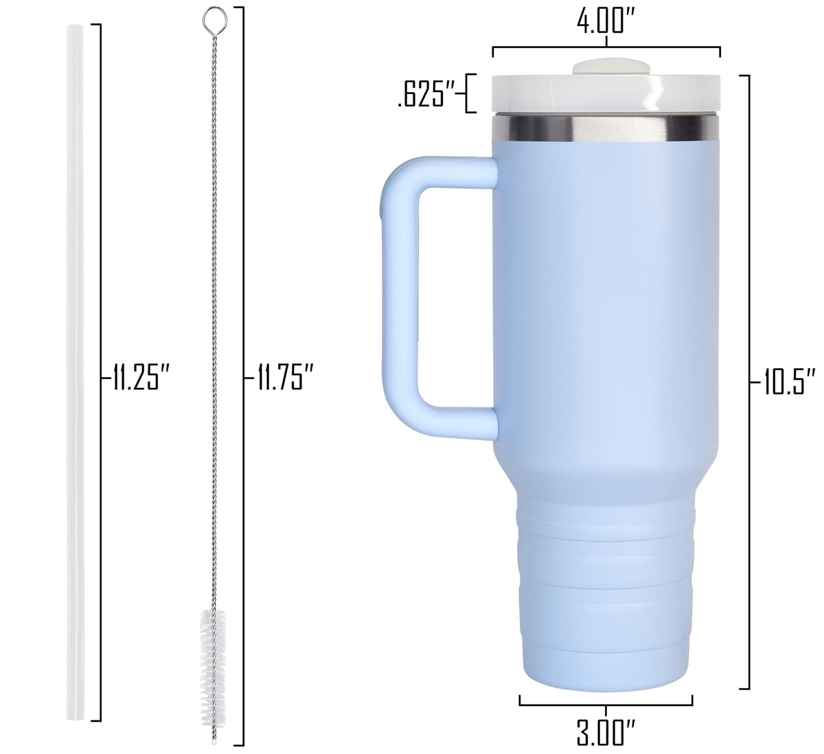 40 oz Travel Mug with Straw & Handle - Custom Engraved