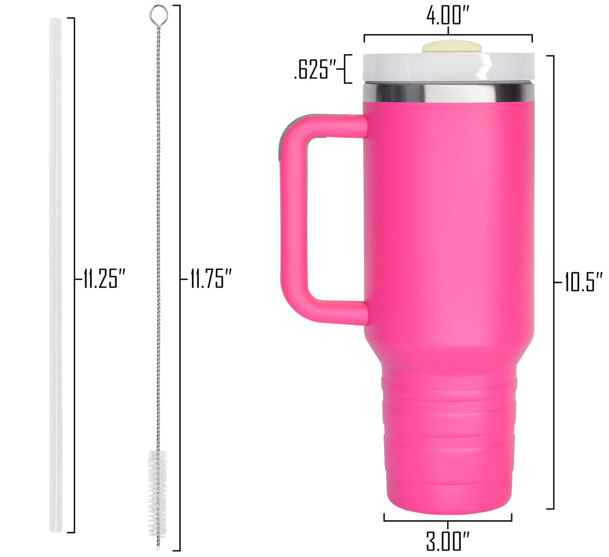 40 oz Travel Mug with Straw & Handle - Custom Engraved