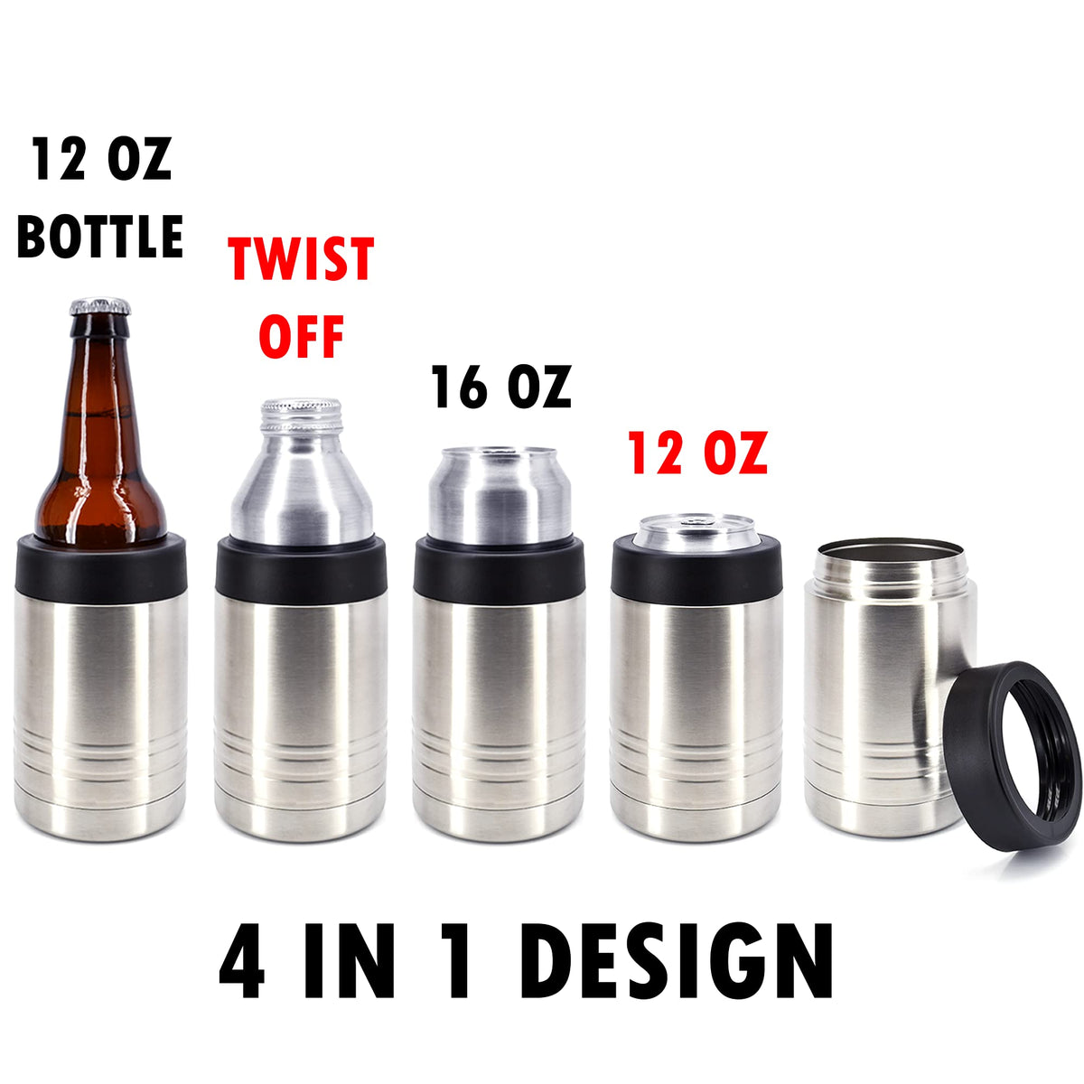4-in-1 Insulated 12 oz Can Cooler - Blank