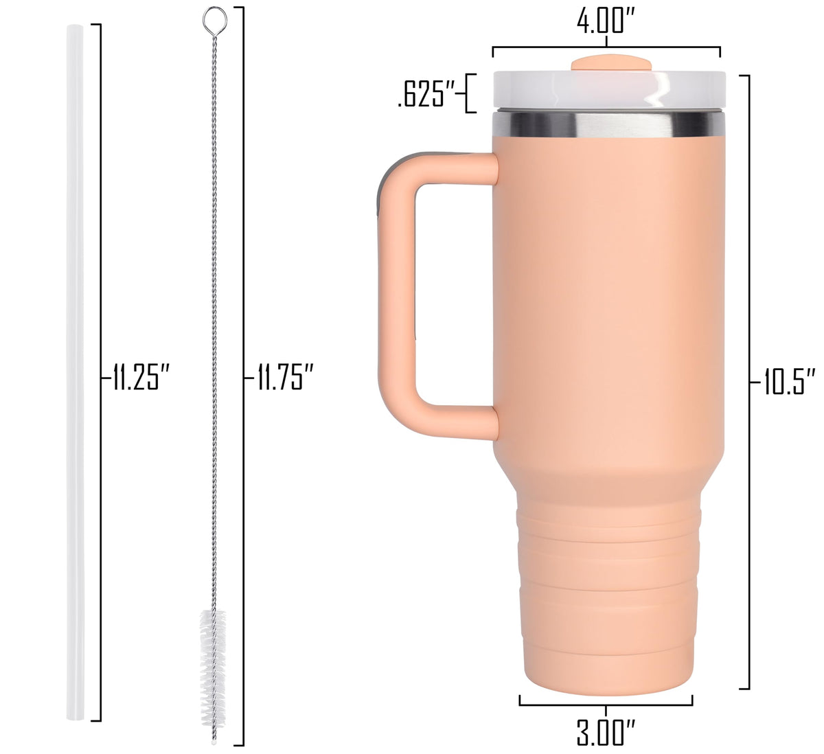 40 oz Travel Mug with Straw & Handle - Custom Engraved