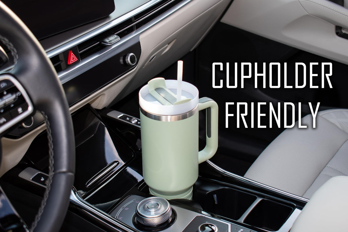 40 oz Travel Mug with Straw & Handle - Custom Engraved