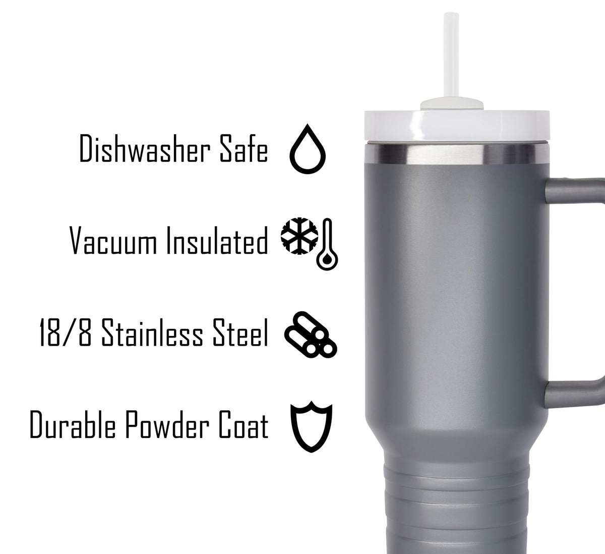 40 oz Travel Mug with Straw & Handle - Custom Engraved